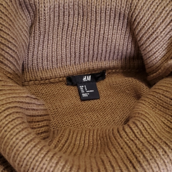 H&M Cozy Cowl Neck Oversized Sweater Knit Poncho Brown S-M-L - Picture 6 of 7